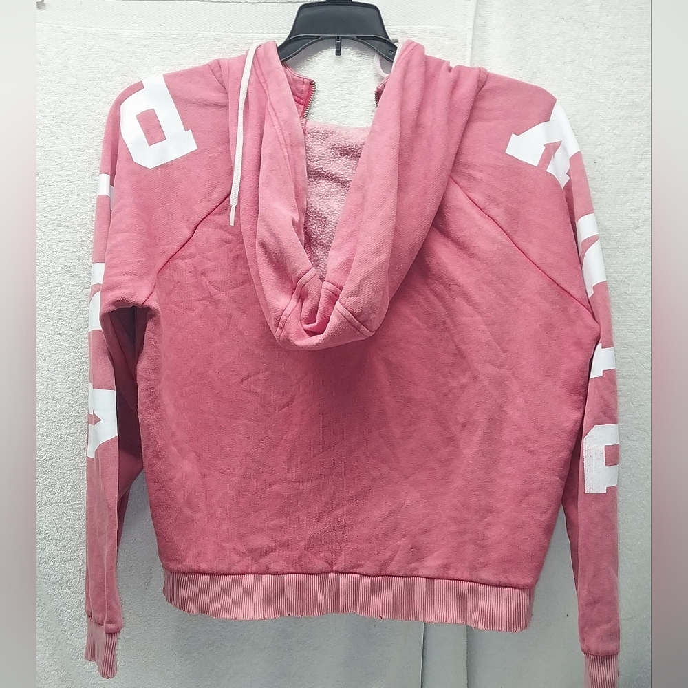 Pink Zip-Up Hoodie with White Logo Sz L - Picture 6 of 10